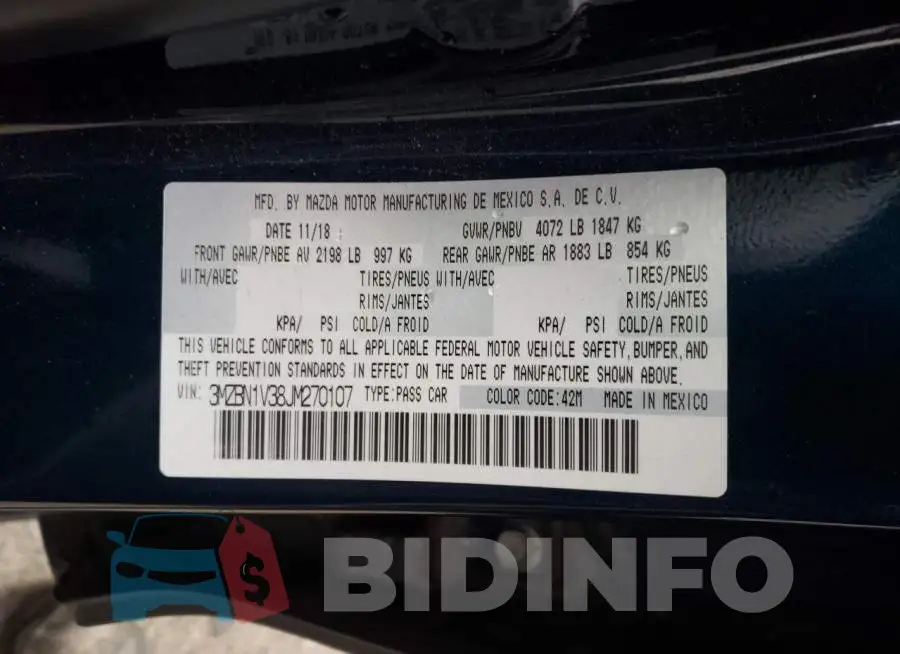 3MZBN1V38JM270107 Photo# 10