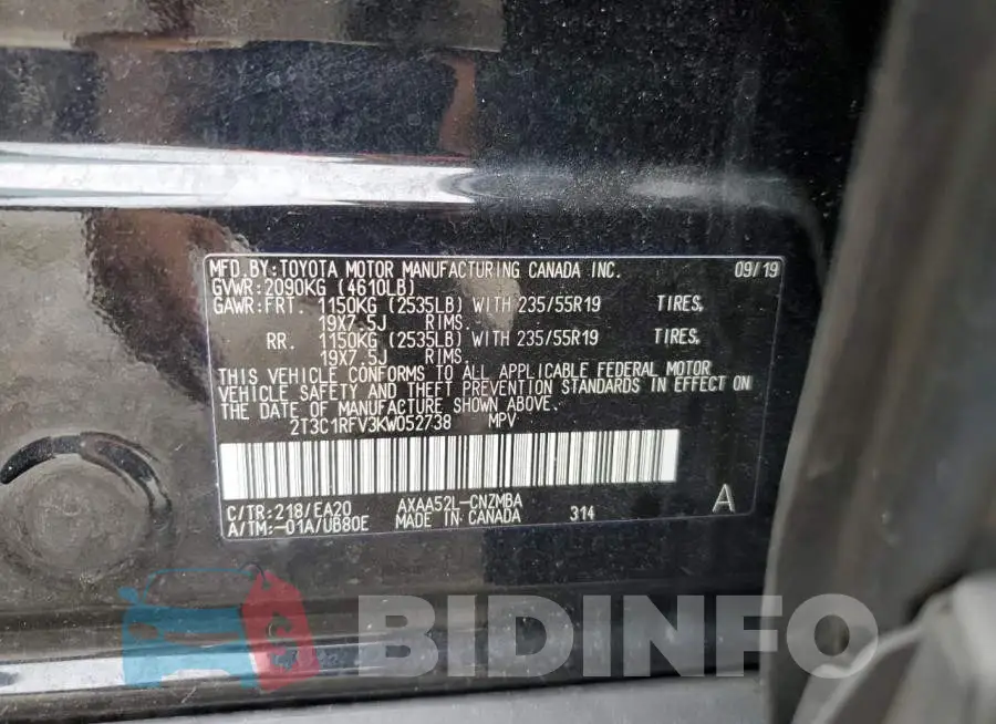 2T3C1RFV3KW052738 Photo# 10