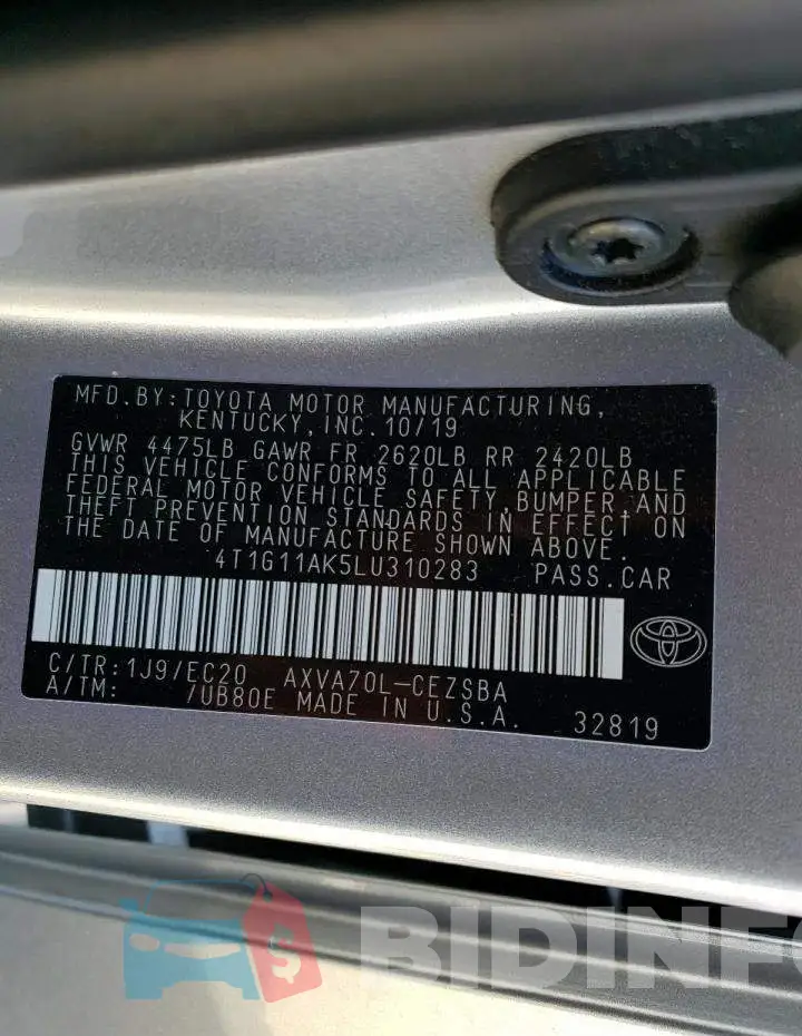 4T1G11AK5LU310283 Photo# 10