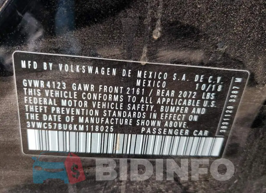 3VWC57BU6KM118025 Photo# 10