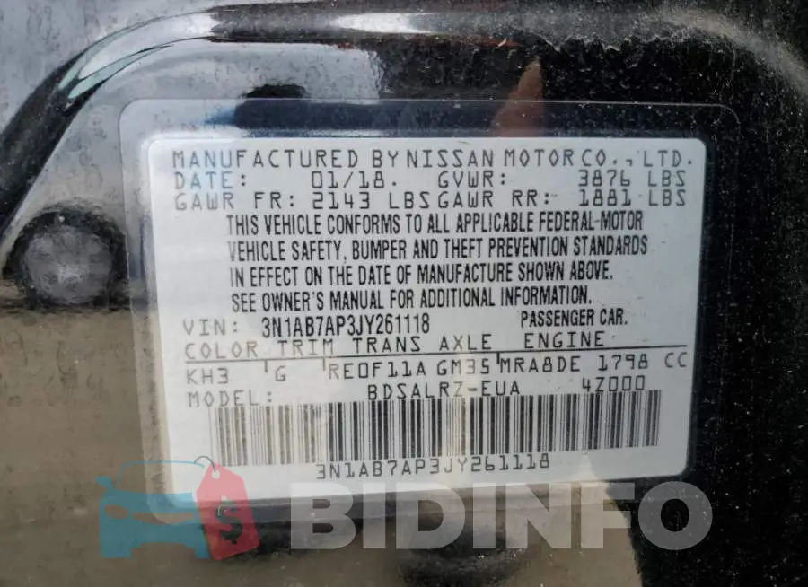 3N1AB7AP3JY261118 Photo# 10