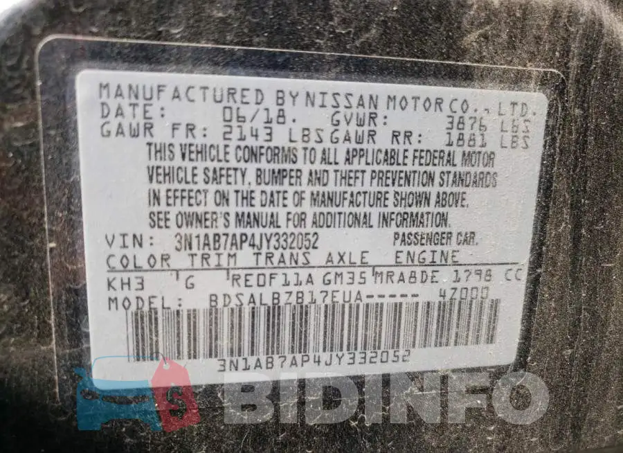 3N1AB7AP4JY332052 Photo# 10