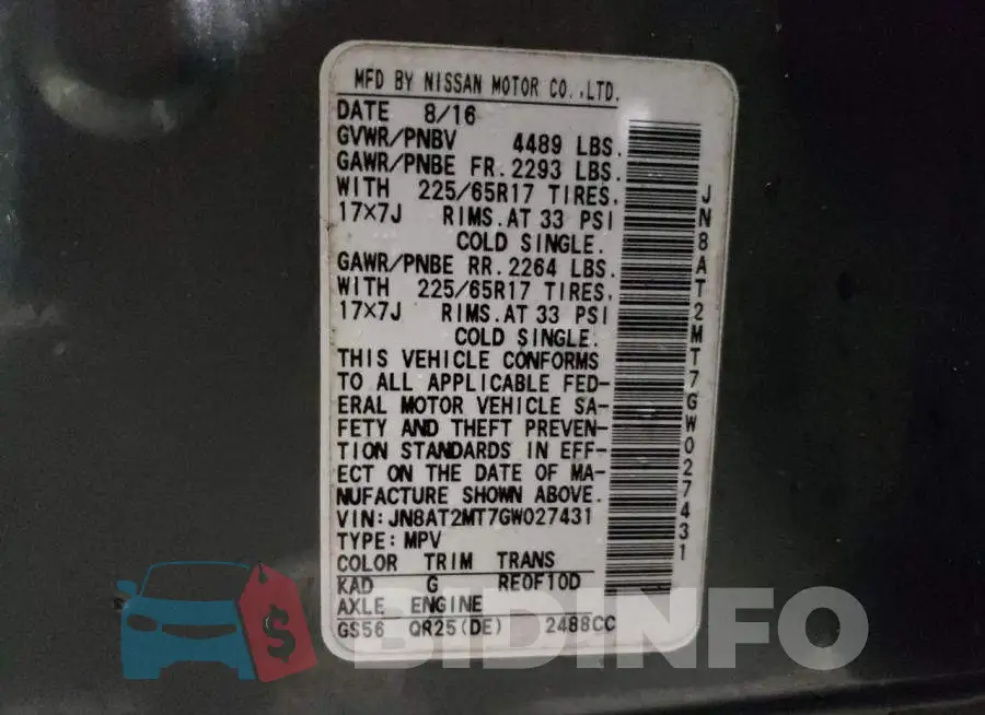 JN8AT2MT7GW027431 Photo# 10