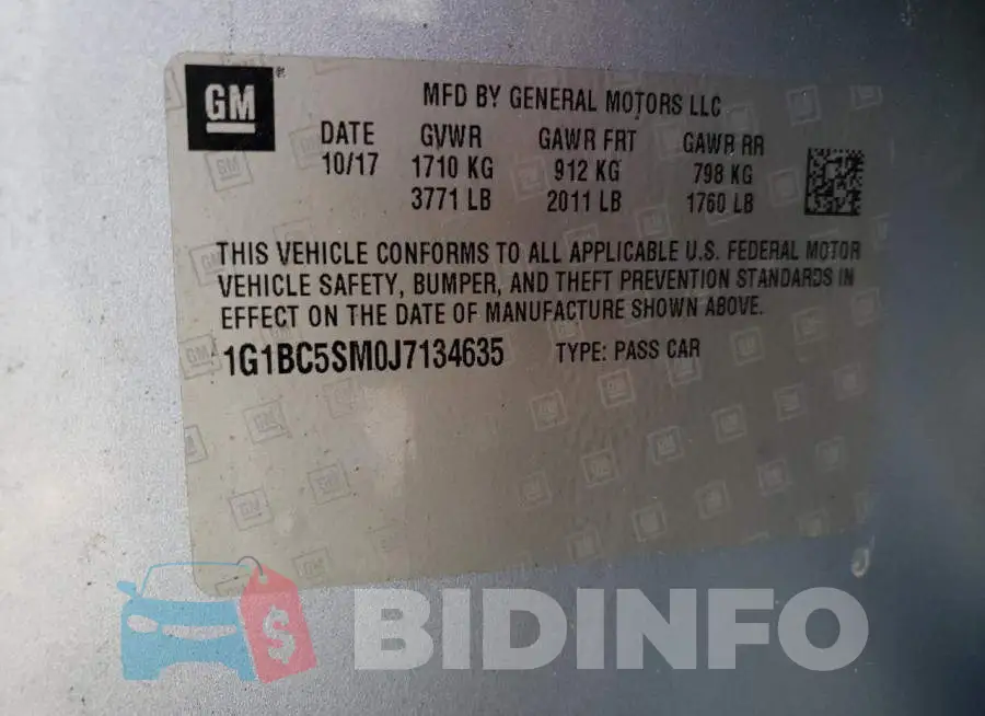 1G1BC5SM0J7134635 Photo# 10