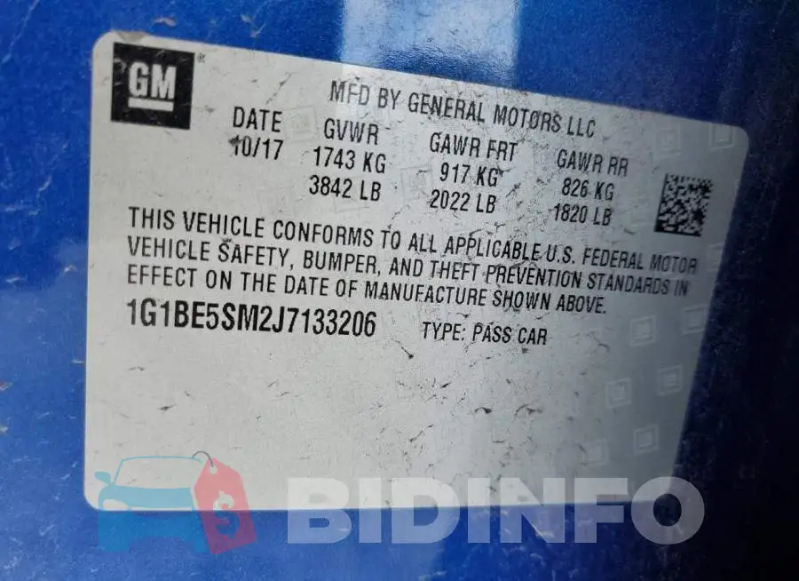 1G1BE5SM2J7133206 Photo# 10