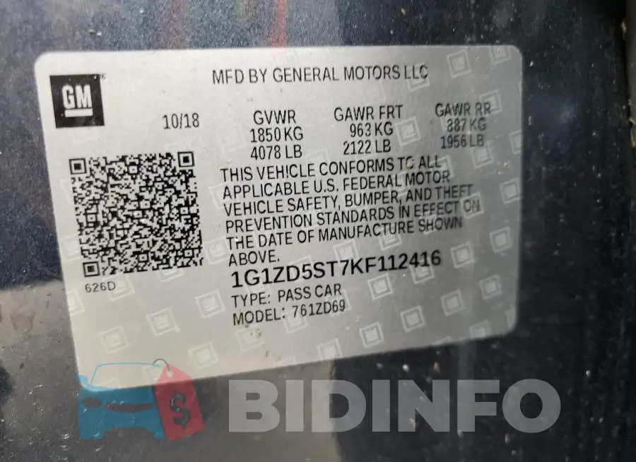 1G1ZD5ST7KF112416 Photo# 10