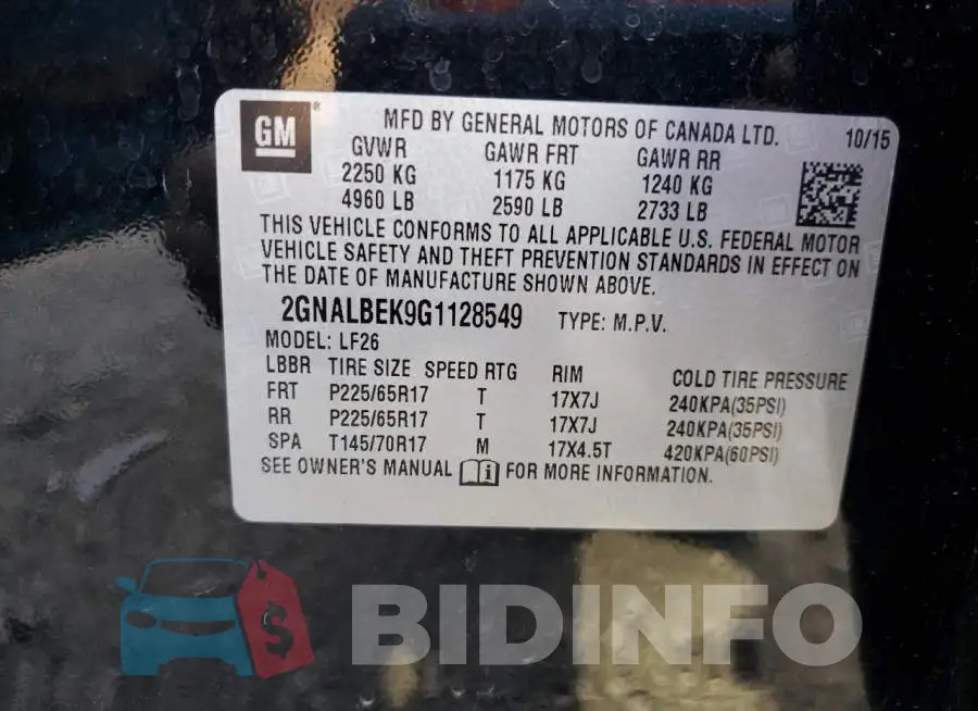 2GNALBEK9G1128549 Photo# 10