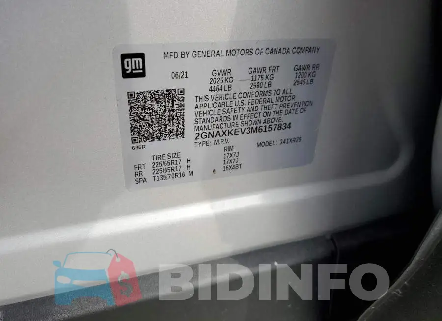 2GNAXKEV3M6157834 Photo# 10