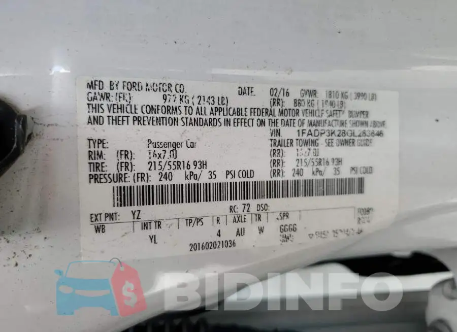 1FADP3K28GL283646 Photo# 10