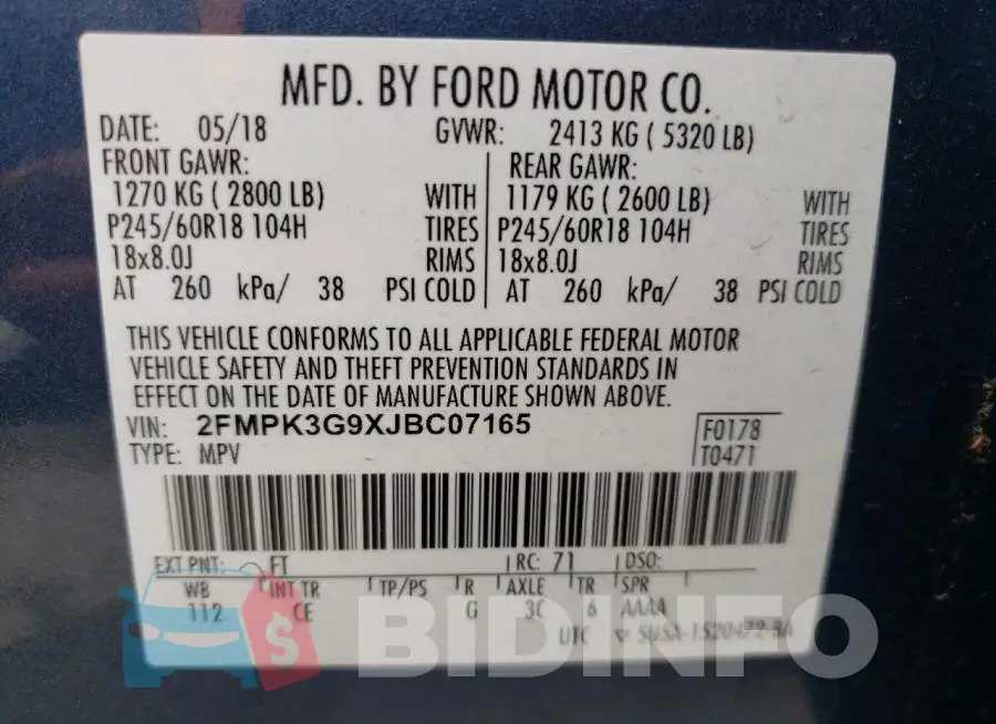 2FMPK3G9XJBC07165 Photo# 10