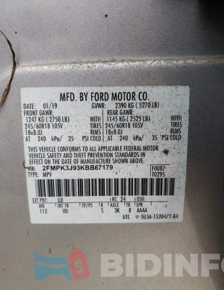 2FMPK3J93KBB67179 Photo# 10