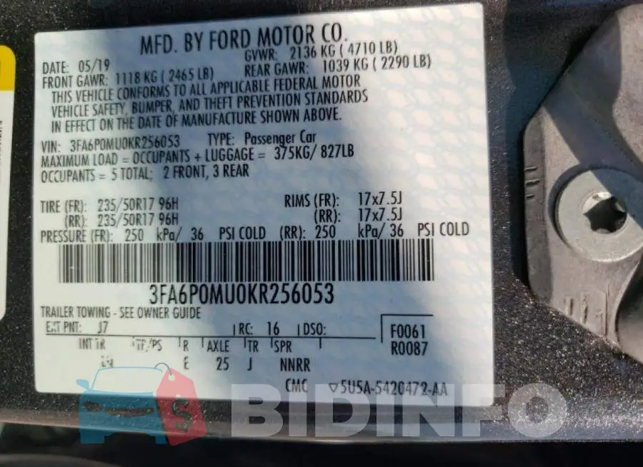 3FA6P0MU0KR256053 Photo# 10