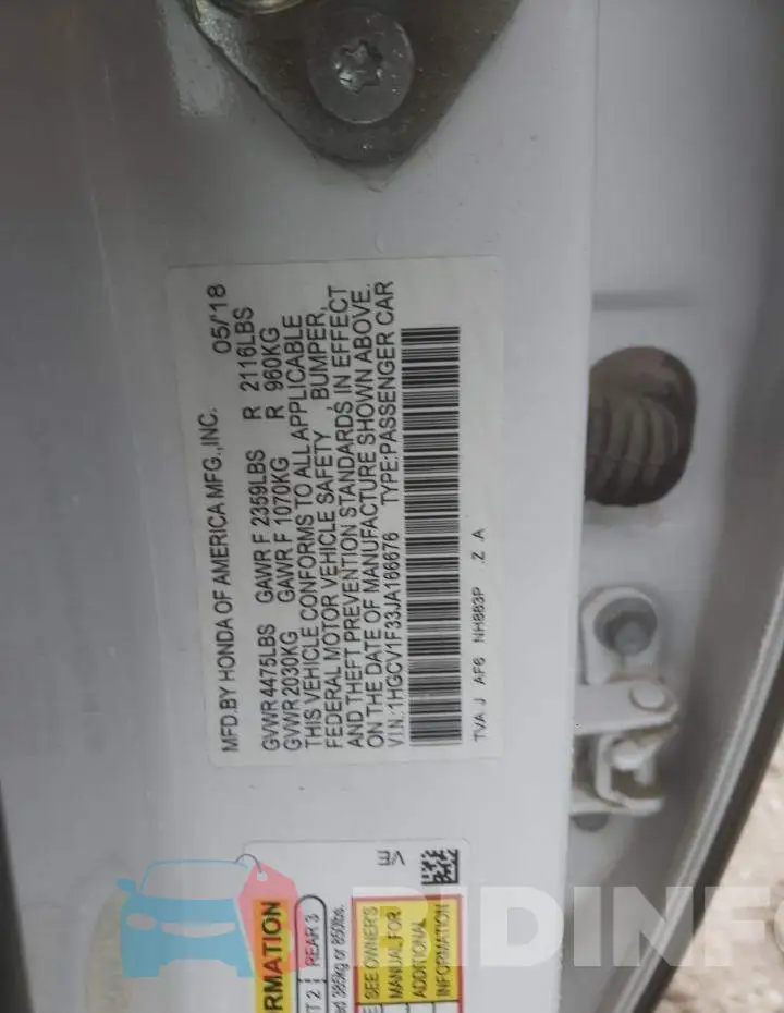 1HGCV1F33JA166676 Photo# 10