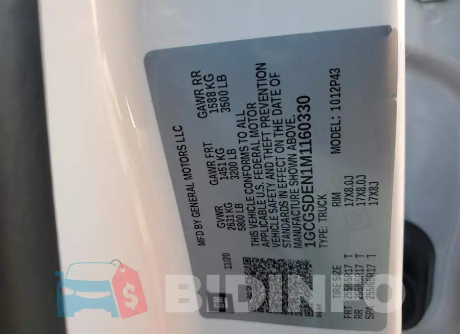 1GCGSDEN1M1160330 Photo# 10