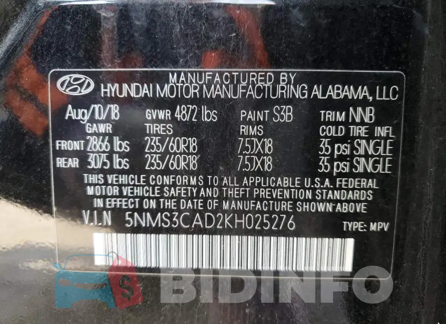 5NMS3CAD2KH025276 Photo# 10