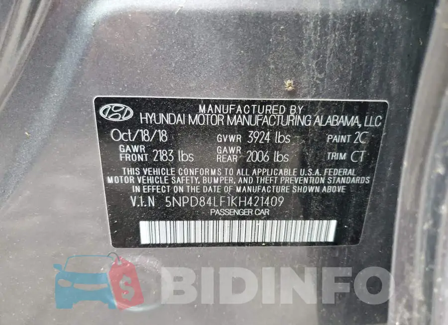 5NPD84LF1KH421409 Photo# 10