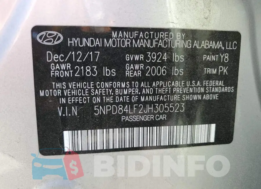 5NPD84LF2JH305523 Photo# 10