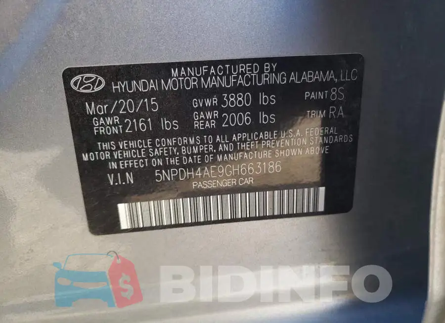 5NPDH4AE9GH663186 Photo# 10