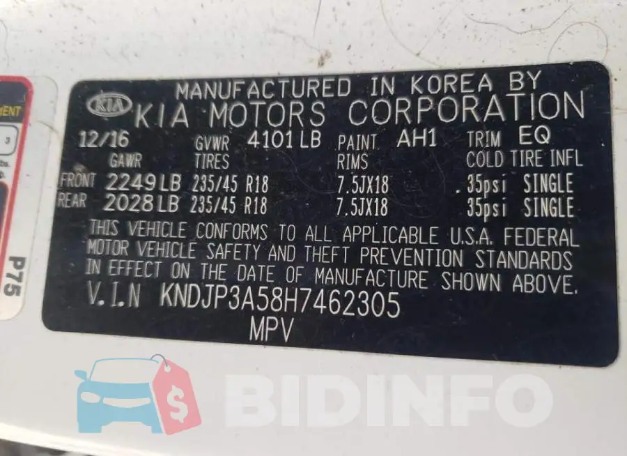 KNDJP3A58H7462305 Photo# 13