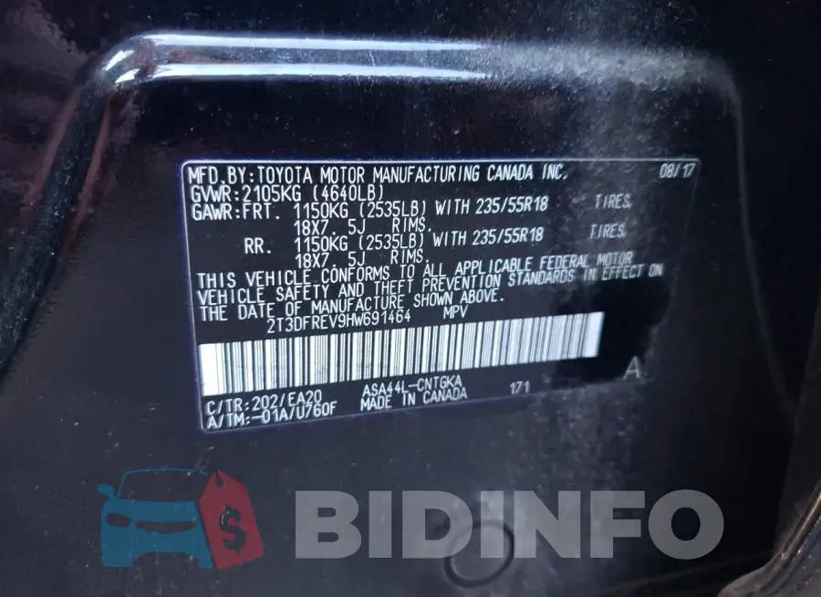2T3DFREV9HW691464 Photo# 10