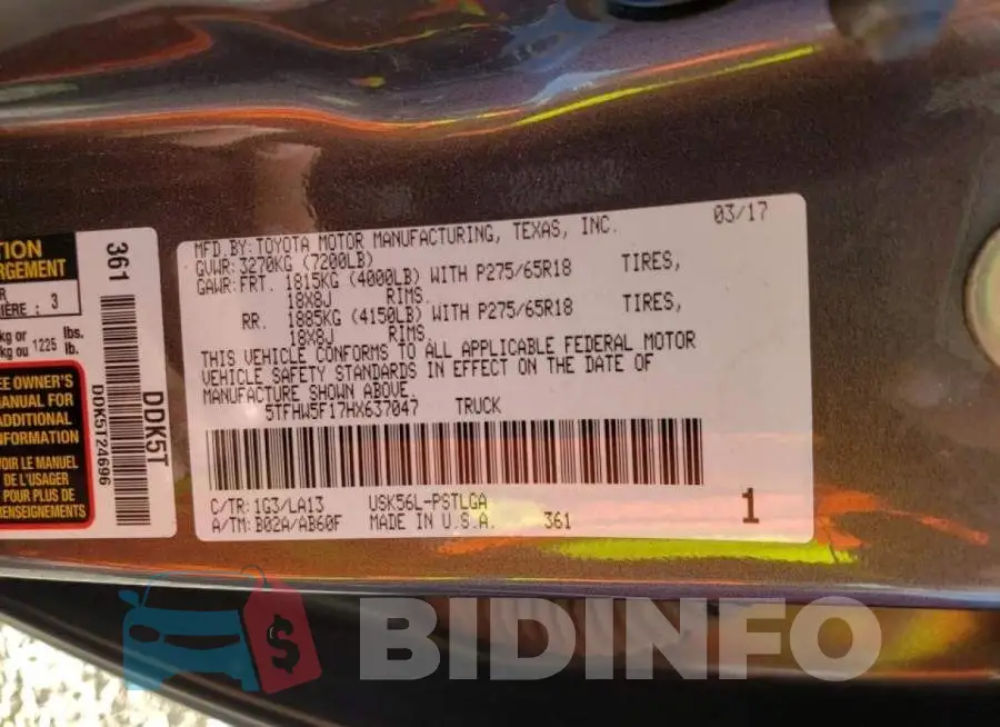 5TFHW5F17HX637047 Photo# 10