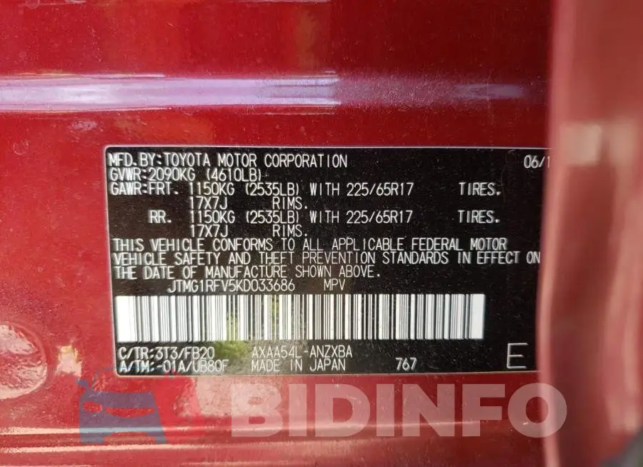 JTMG1RFV5KD033686 Photo# 10