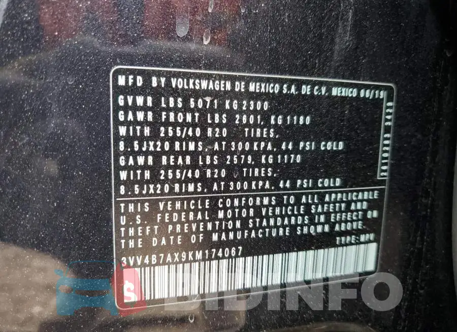 3VV4B7AX9KM174067 Photo# 10