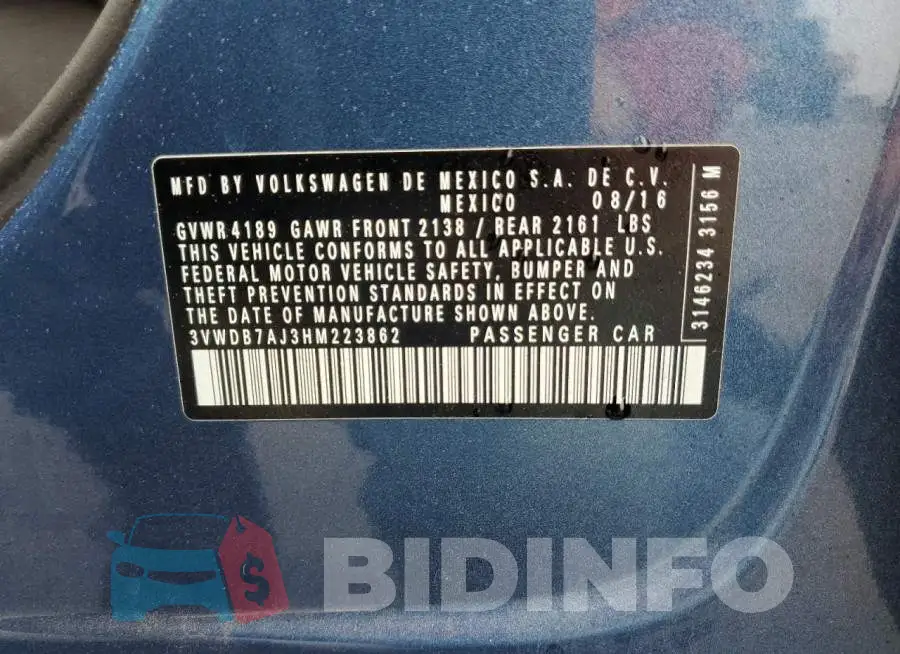 3VWDB7AJ3HM223862 Photo# 10