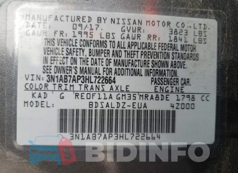 3N1AB7AP3HL722664 Photo# 10