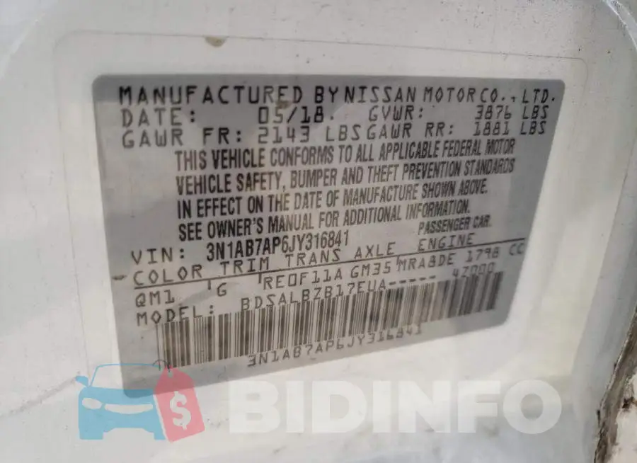 3N1AB7AP6JY316841 Photo# 10