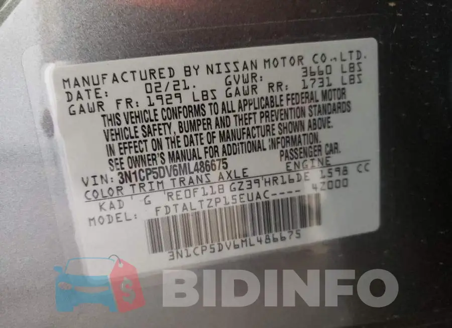 3N1CP5DV6ML486675 Photo# 10