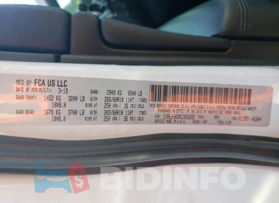 1C4RJFBG9KC693282 Photo# 10