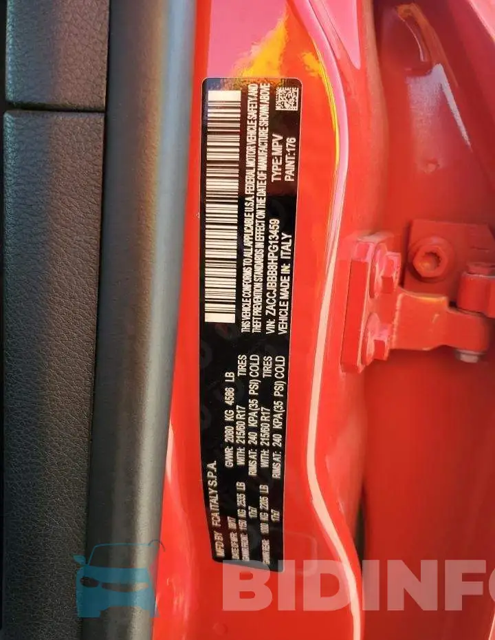 ZACCJBBB8HPG13459 Photo# 10