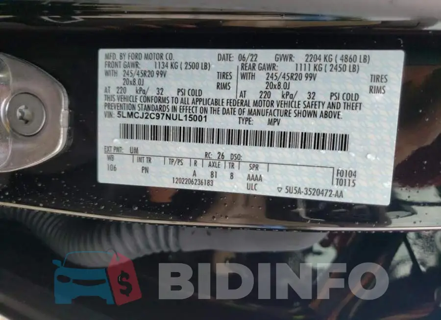 5LMCJ2C97NUL15001 Photo# 10