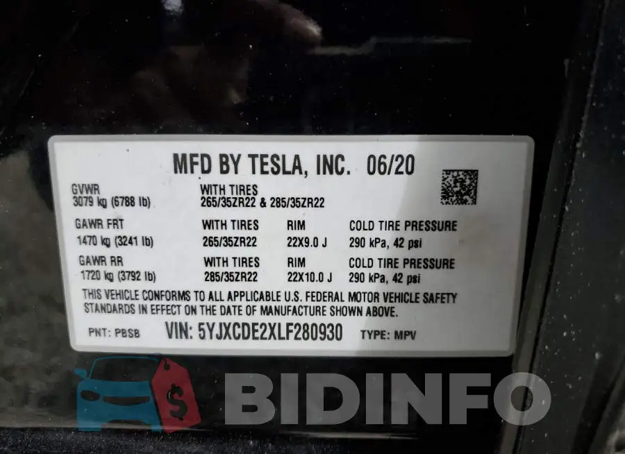 5YJXCDE2XLF280930 Photo# 10