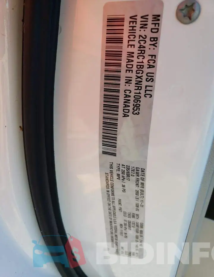 2C4RC1BGXNR106953 Photo# 10