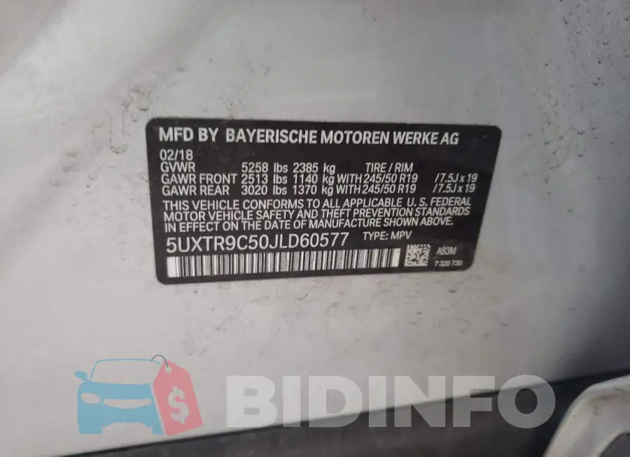 5UXTR9C50JLD60577 Photo# 10