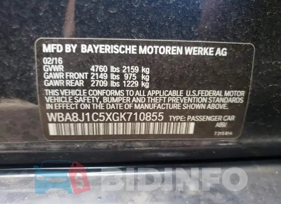 WBA8J1C5XGK710855 Photo# 10