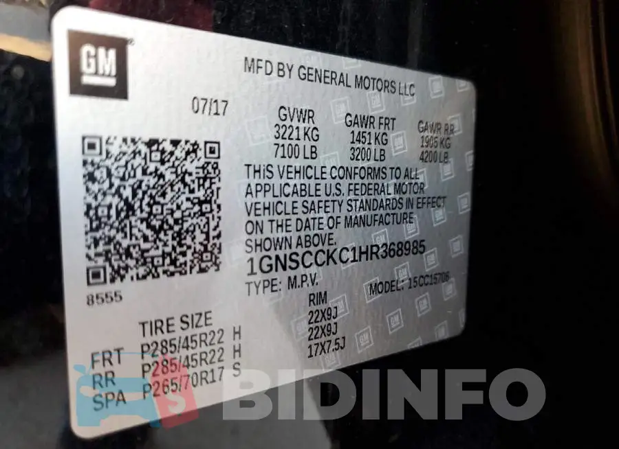 1GNSCCKC1HR368985 Photo# 13