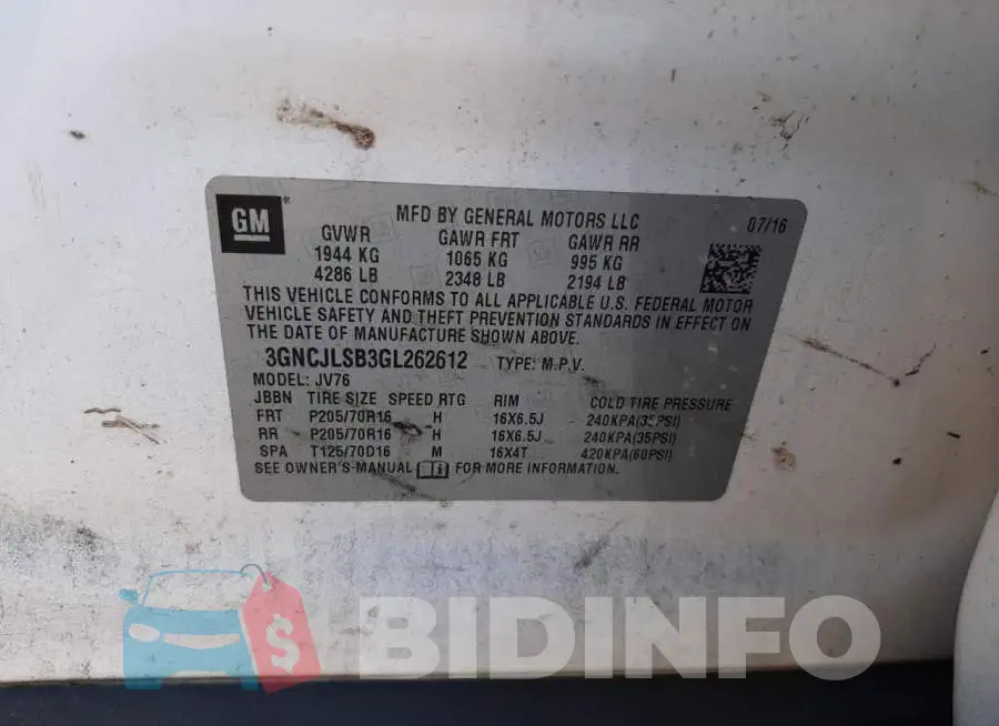 3GNCJLSB3GL262612 Photo# 10
