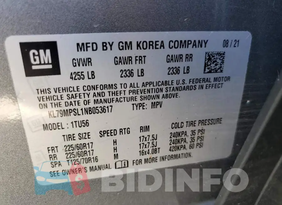 KL79MPSL1NB053617 Photo# 10