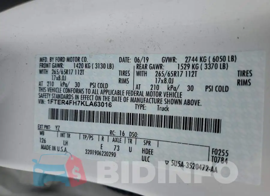 1FTER4FH7KLA63016 Photo# 10