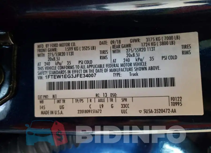 1FTEW1EG3JFE34007 Photo# 10