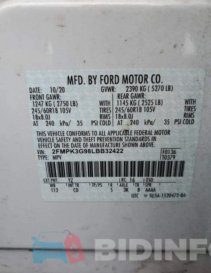2FMPK3G98LBB32422 Photo# 10