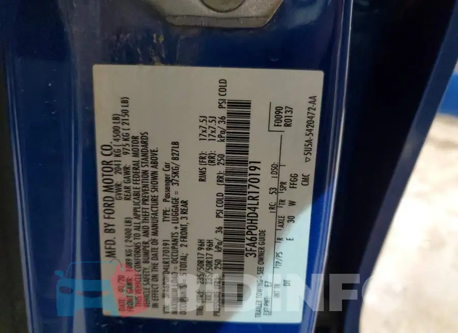 3FA6P0HD4LR170191 Photo# 10