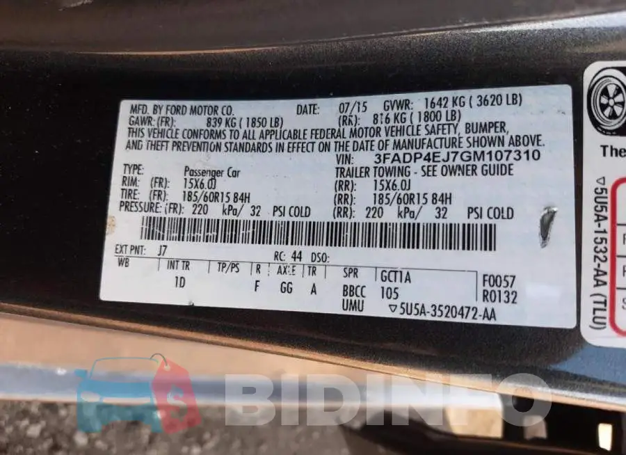 3FADP4EJ7GM107310 Photo# 10
