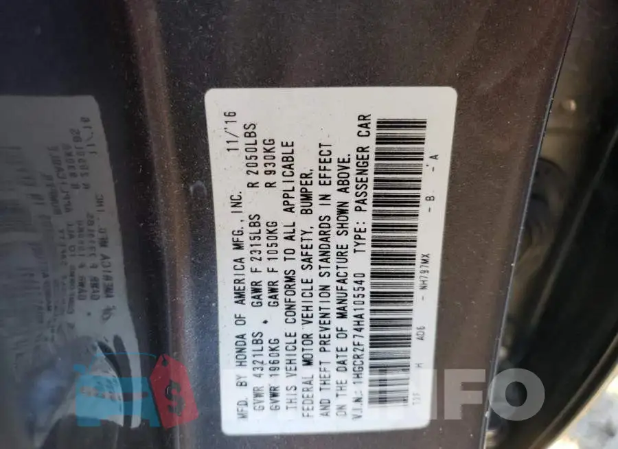 1HGCR2F74HA105540 Photo# 10