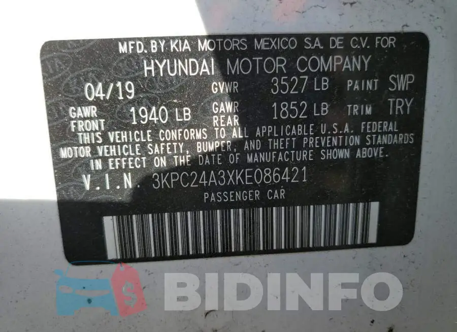 3KPC24A3XKE086421 Photo# 10