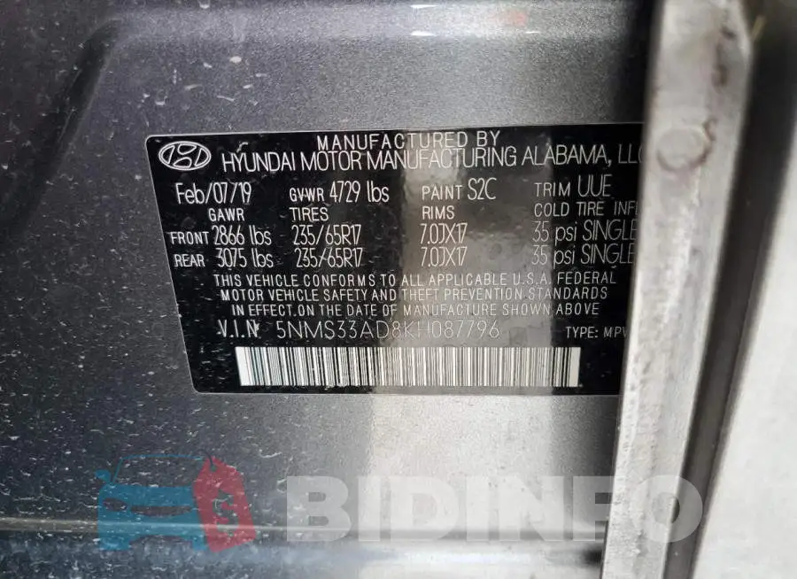 5NMS33AD8KH087796 Photo# 10