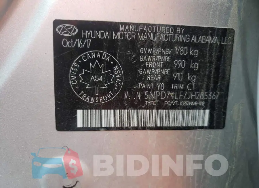 5NPD74LF7JH285367 Photo# 10
